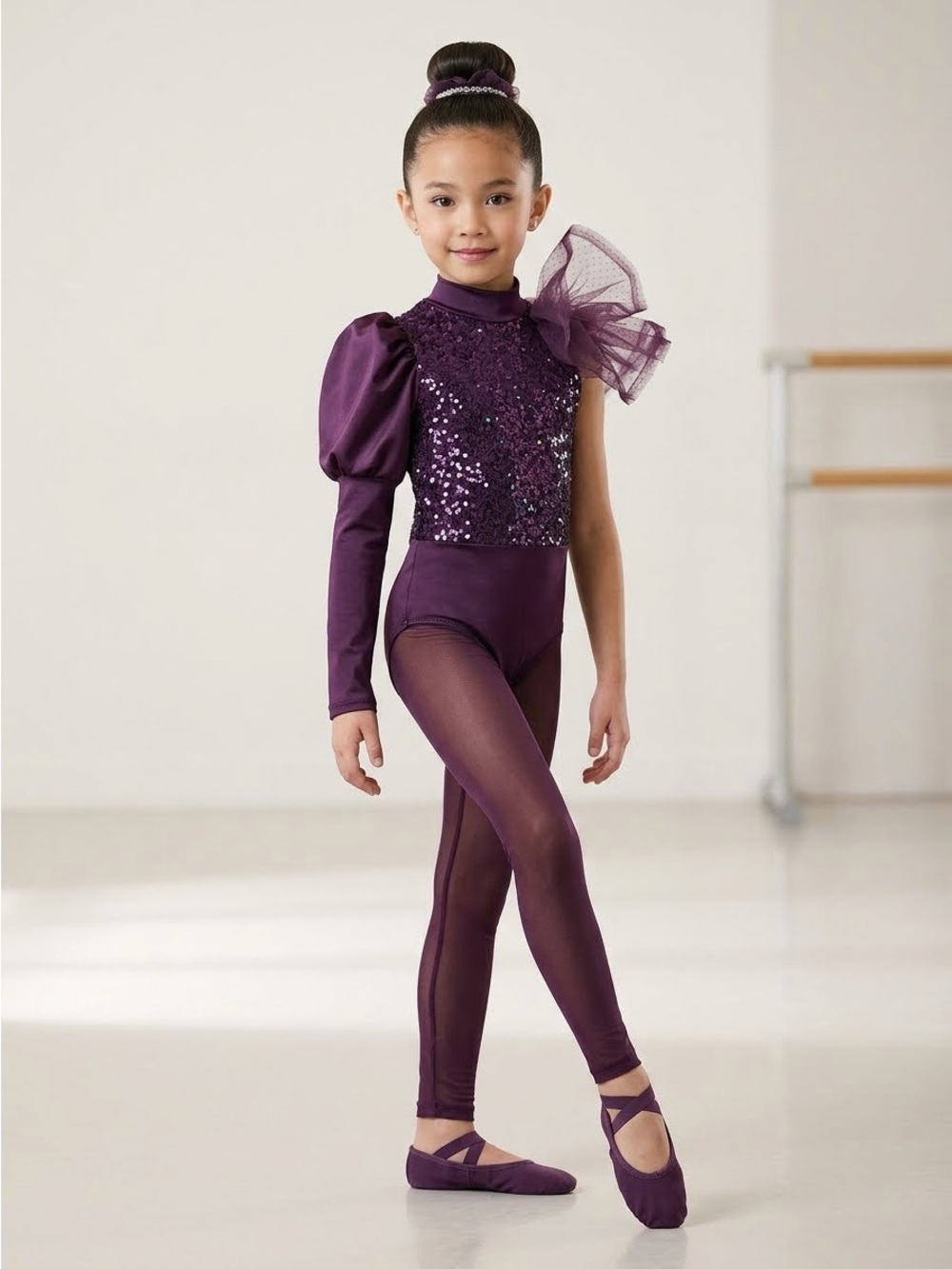 Weissman Elite "You Don't Own Me" SQ12750 Purple Plum Dance Unitard Size IC 7-8